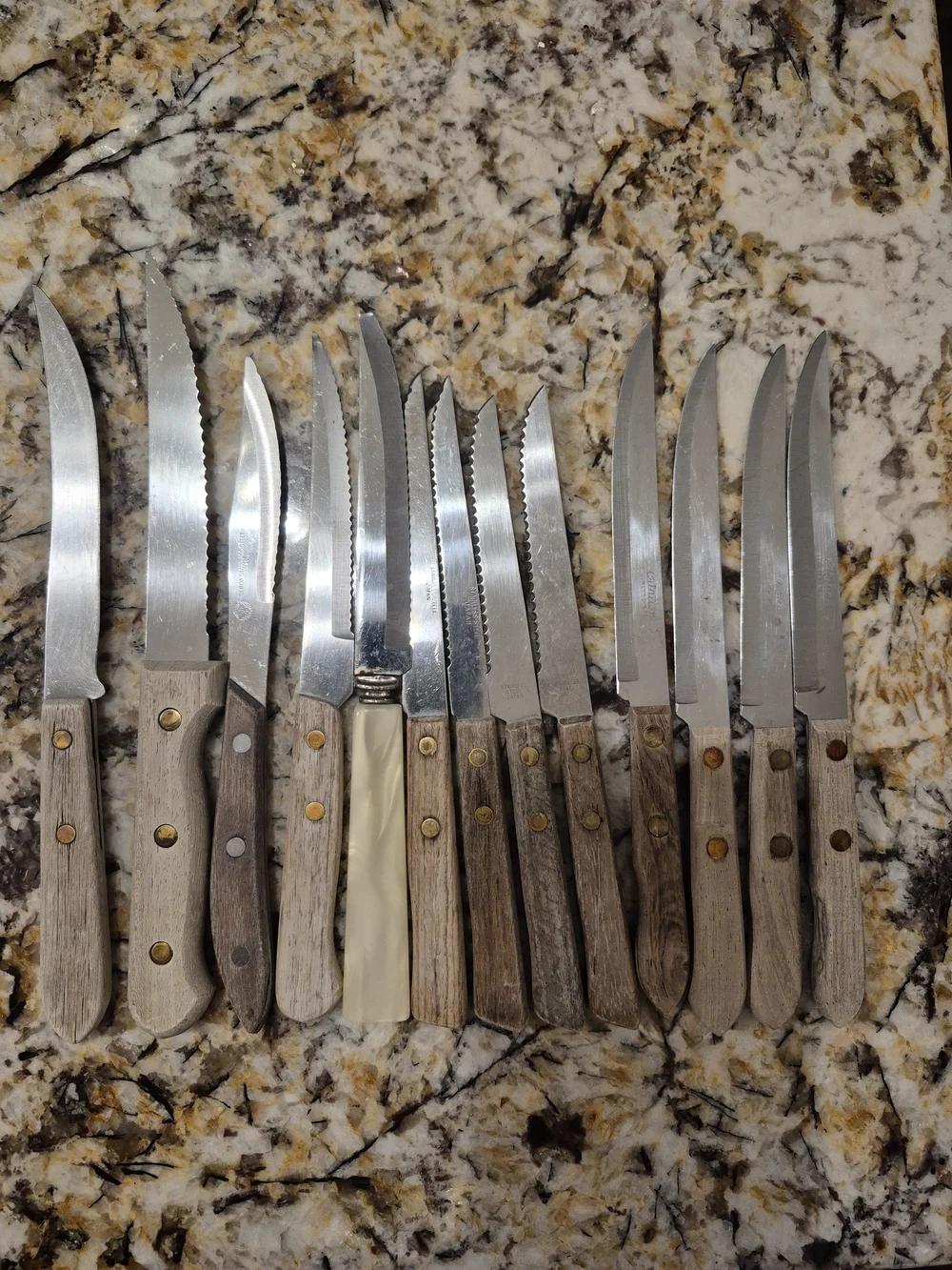 Wood-Handled Steak Knife Set - Brown